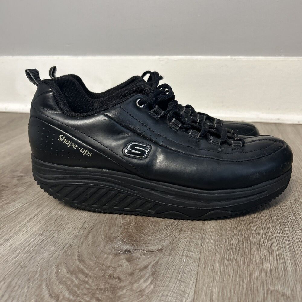Skechers Shape Ups Shoes Womens 9.5 Black Slip Resistant Toning Work Sneakers